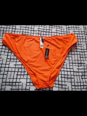 PrettyLittleThing US Size 26 Orange High Waist Bikini Bottoms UK Size 30
